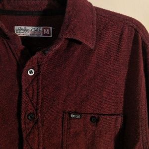 Black and red pinstripe flannel button down